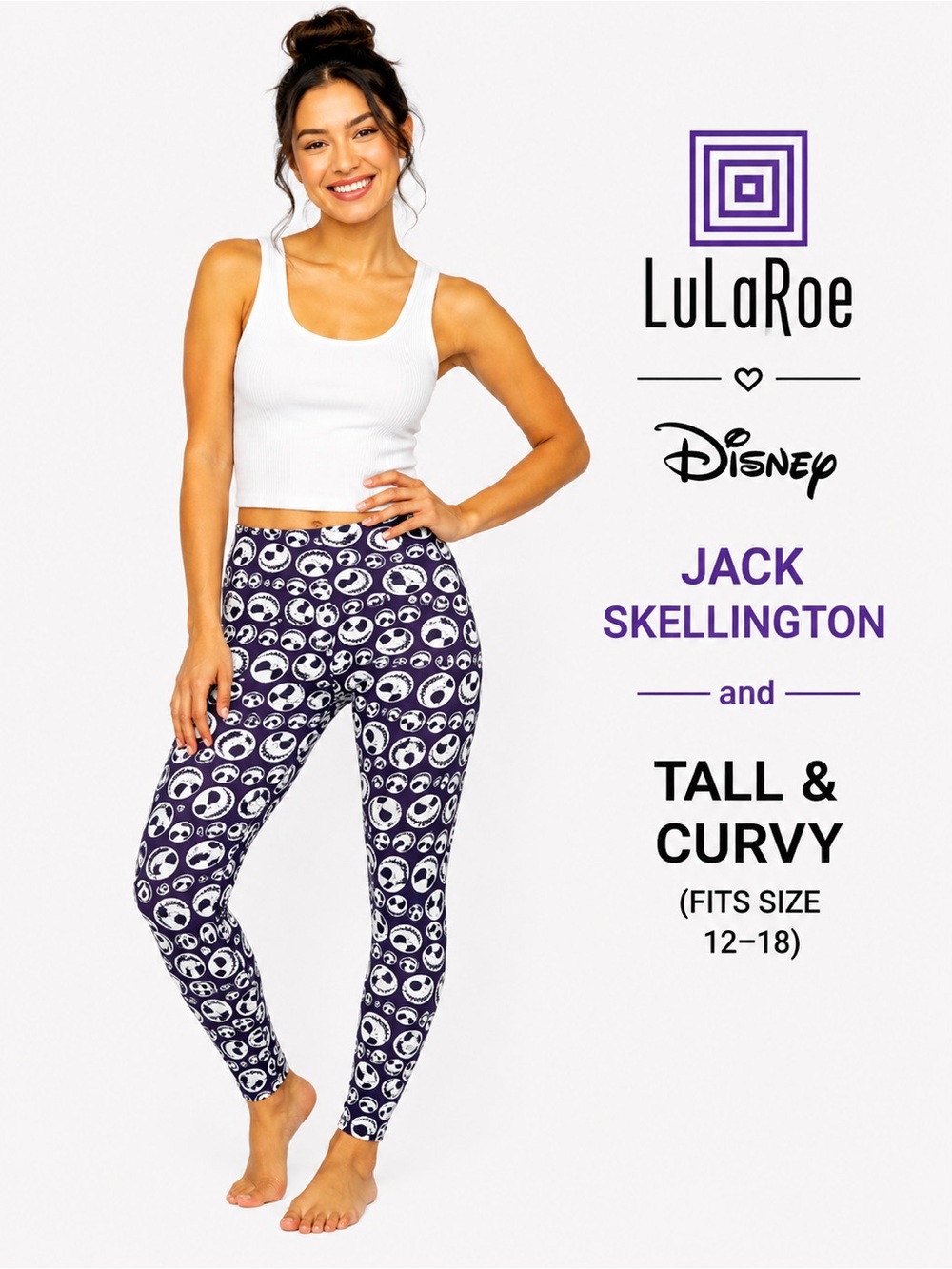 LuLaRoe Disney - Jack Skellington Halloween Women TC Dark Purple Legging